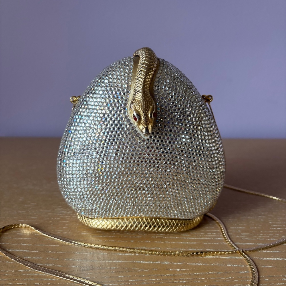 JUDITH LEIBER Vintage Swarovski Crystal Snake Charmer Minaudière Purse Clutch